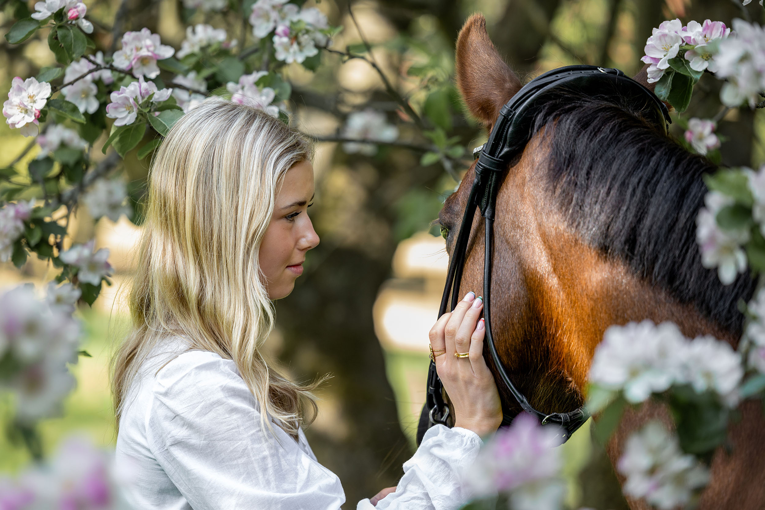 Konfirmationsfotografering med hest af fotograf Connie Westergaard
